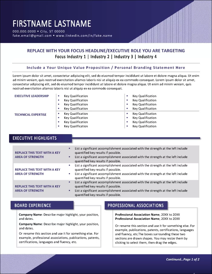 Pinnacle C level Executive Resume Page 1