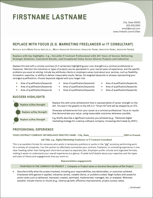 GigWork Contract Worker Resume Page 1