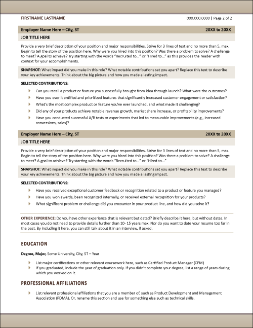 ProductPro Resume Page 2