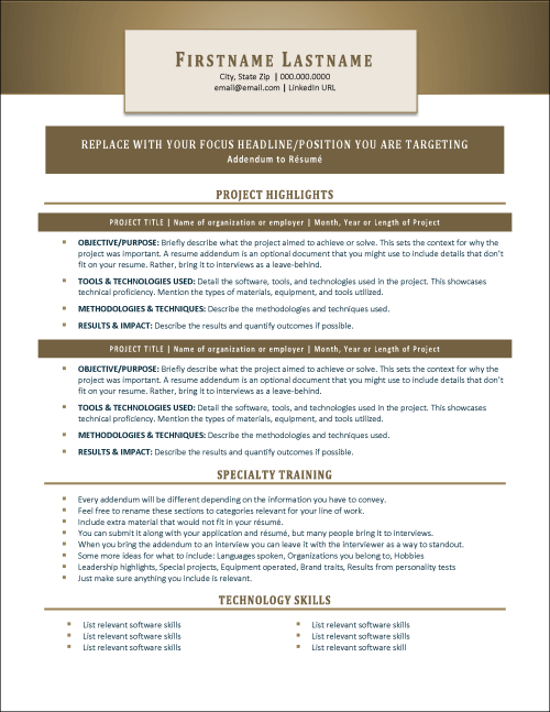Fed2Private Resume Addendum