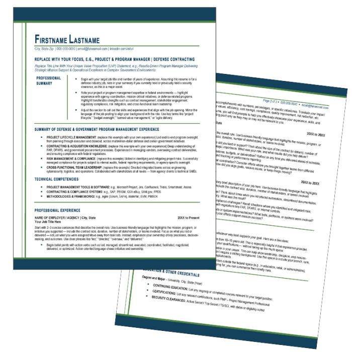 Federal Transition Resume Templates in Toolkit (4)