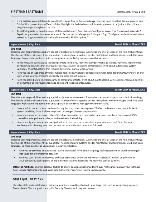 Gov2Tech Resume Page 2