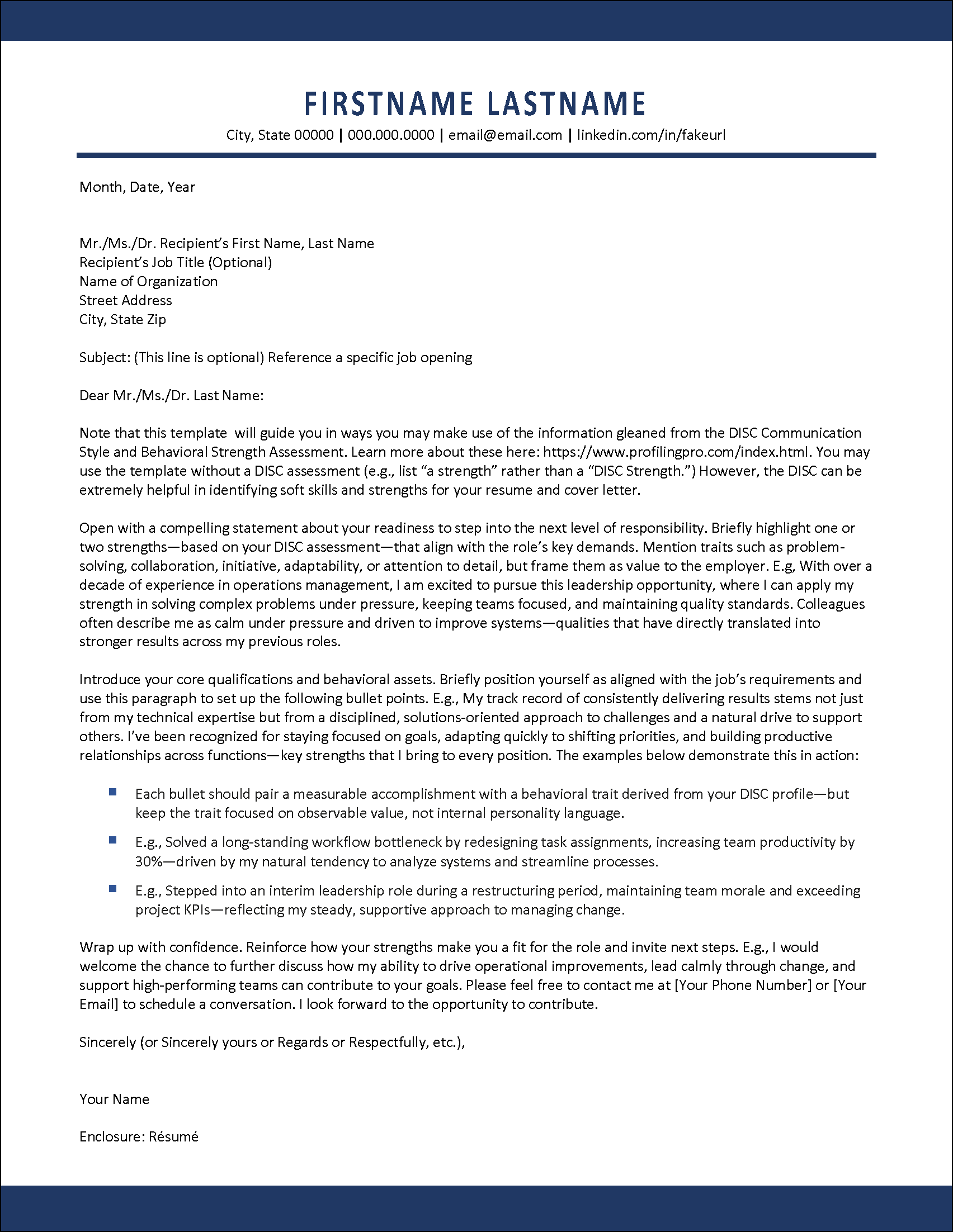 DISCPro Cover Letter