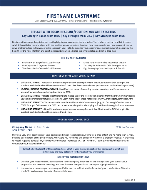 DISCPro Resume Page 1