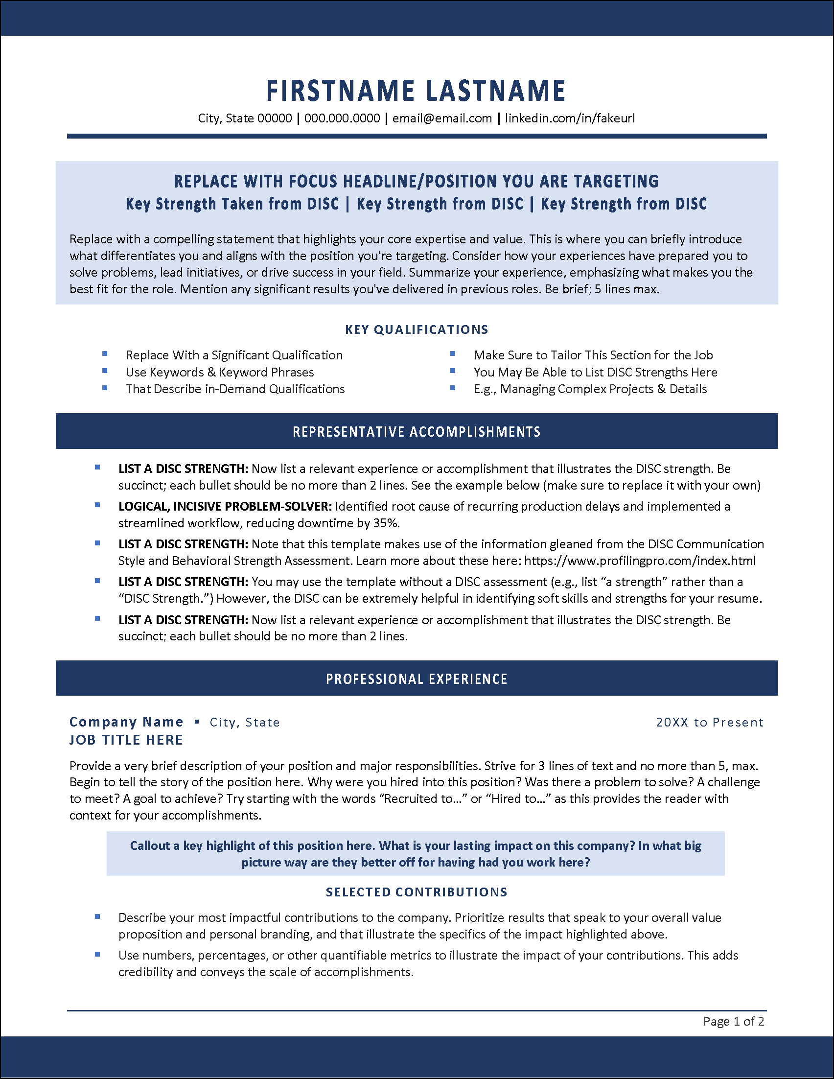DISCPro Resume Page 1