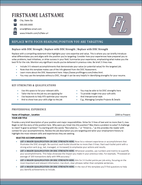 HireDISC Resume Page 1