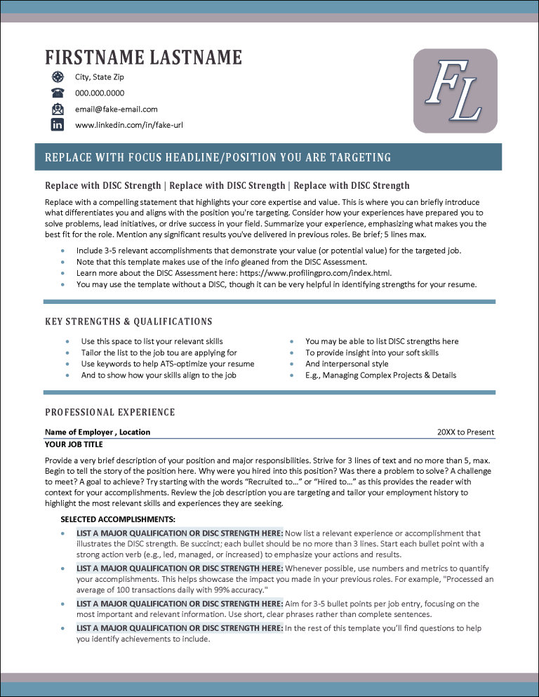 HireDISC Resume Page 1