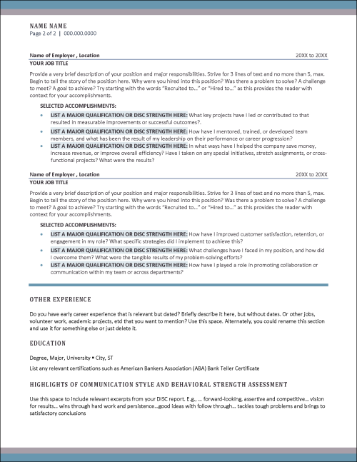 HireDISC Resume Page 2