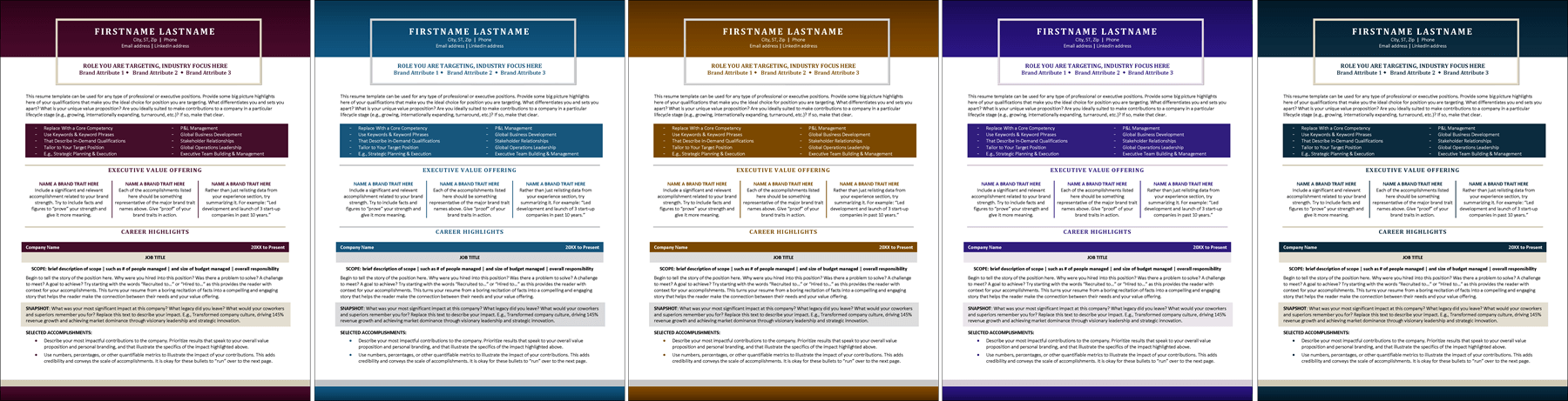 Leading Edge Resume Color Options