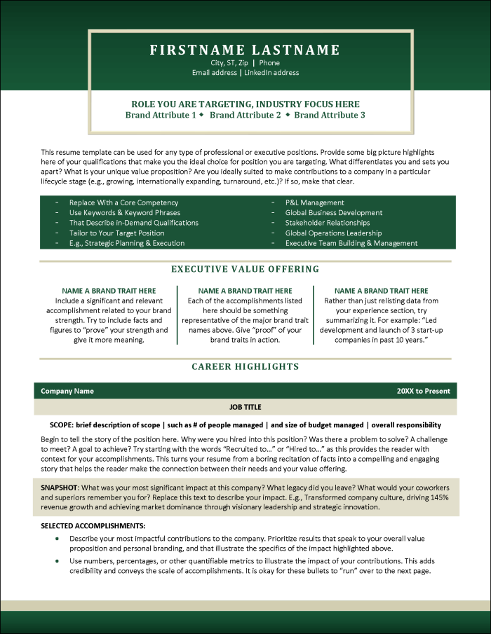 Leading Edge Resume Page 1