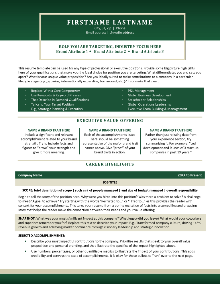 Leading Edge Resume Page 1