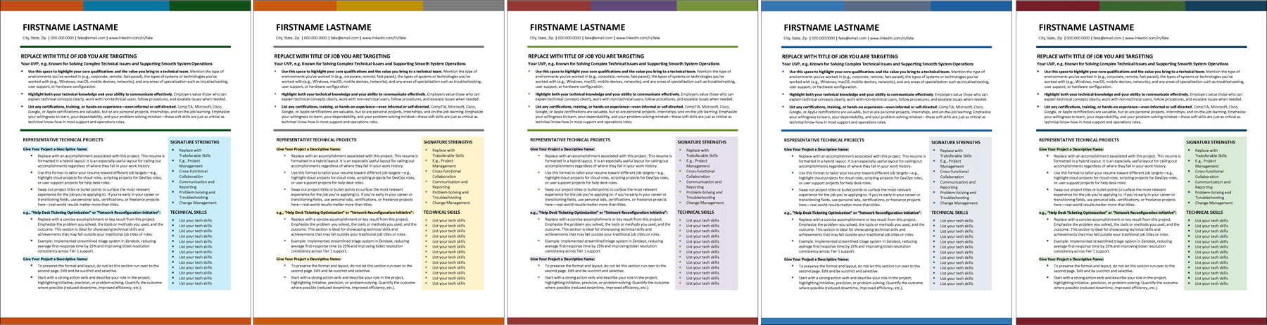 TechTalent Resuem Color Options TechTalent Resuem Color Options