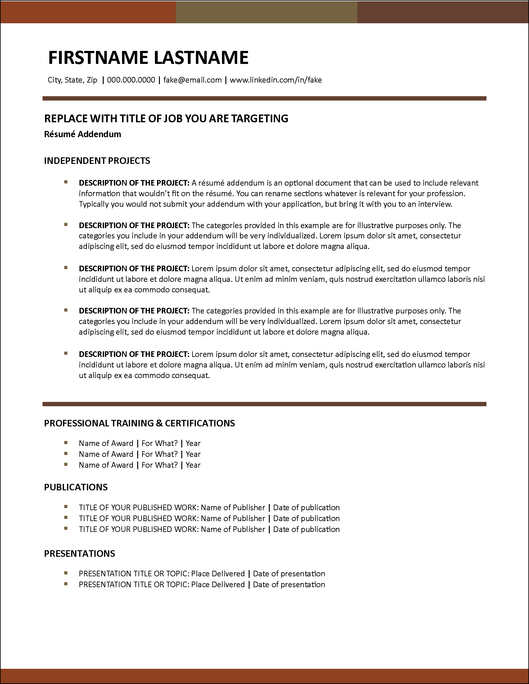 TechTalent Resume Addendum