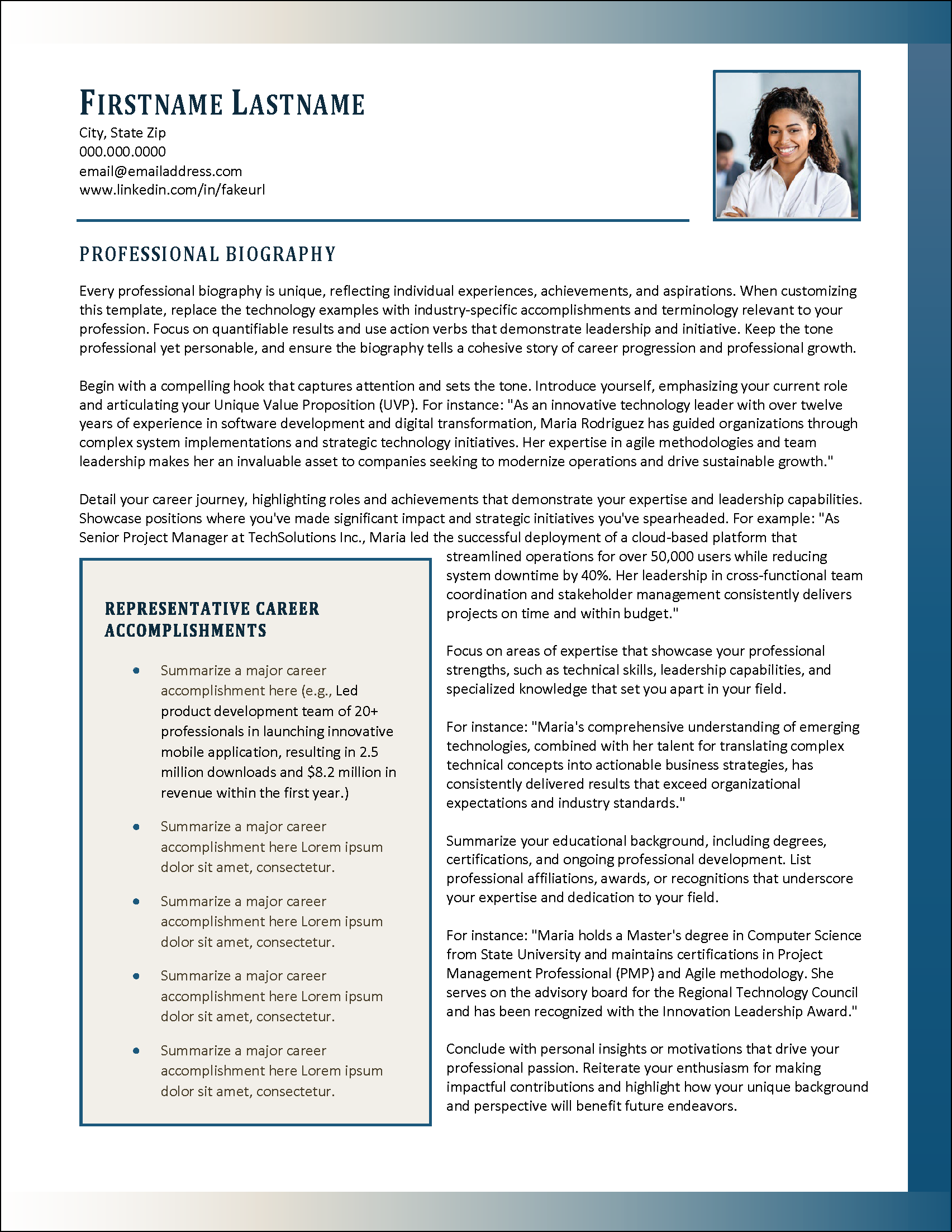Frontline Biography Template