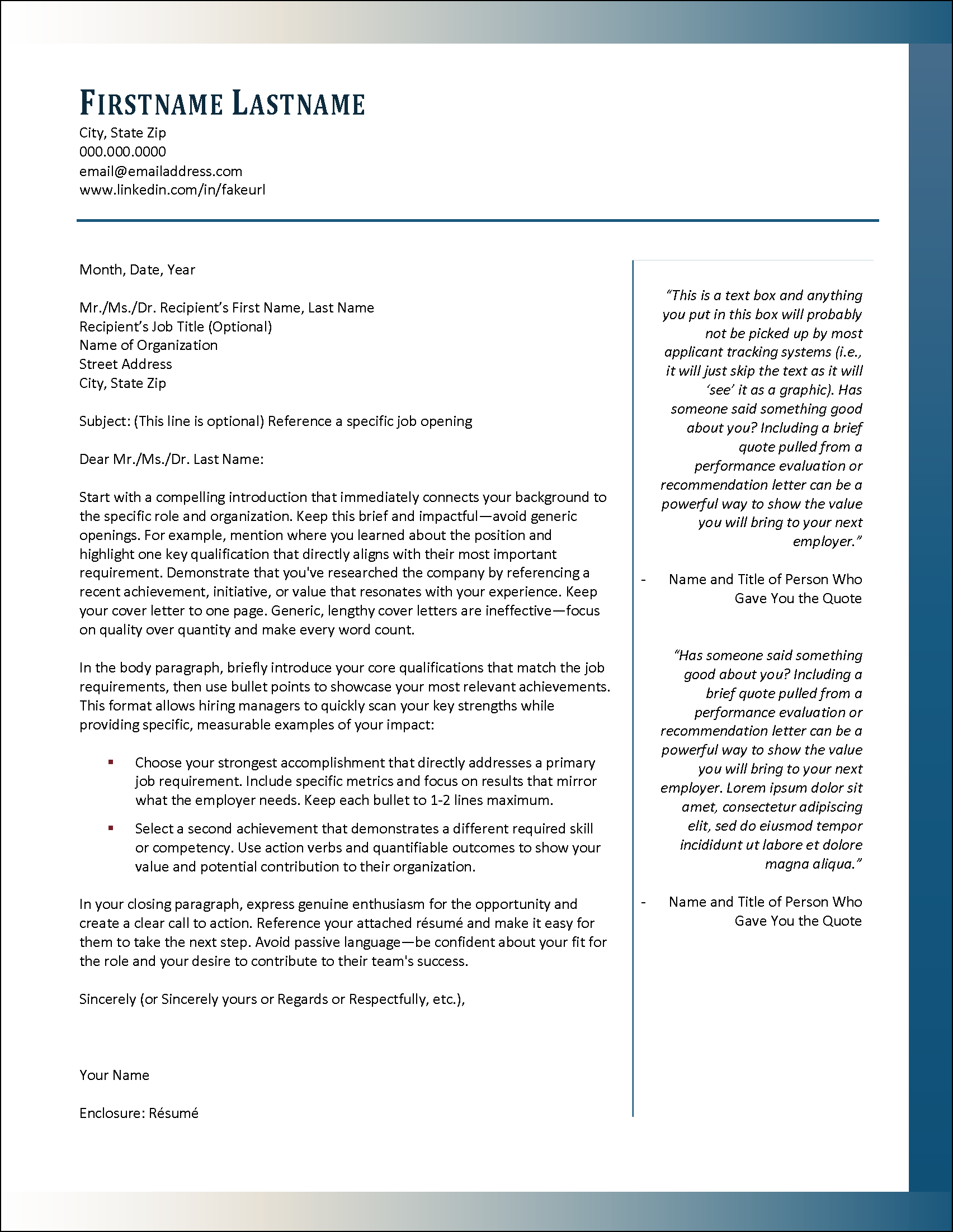 Frontline Cover Letter Template