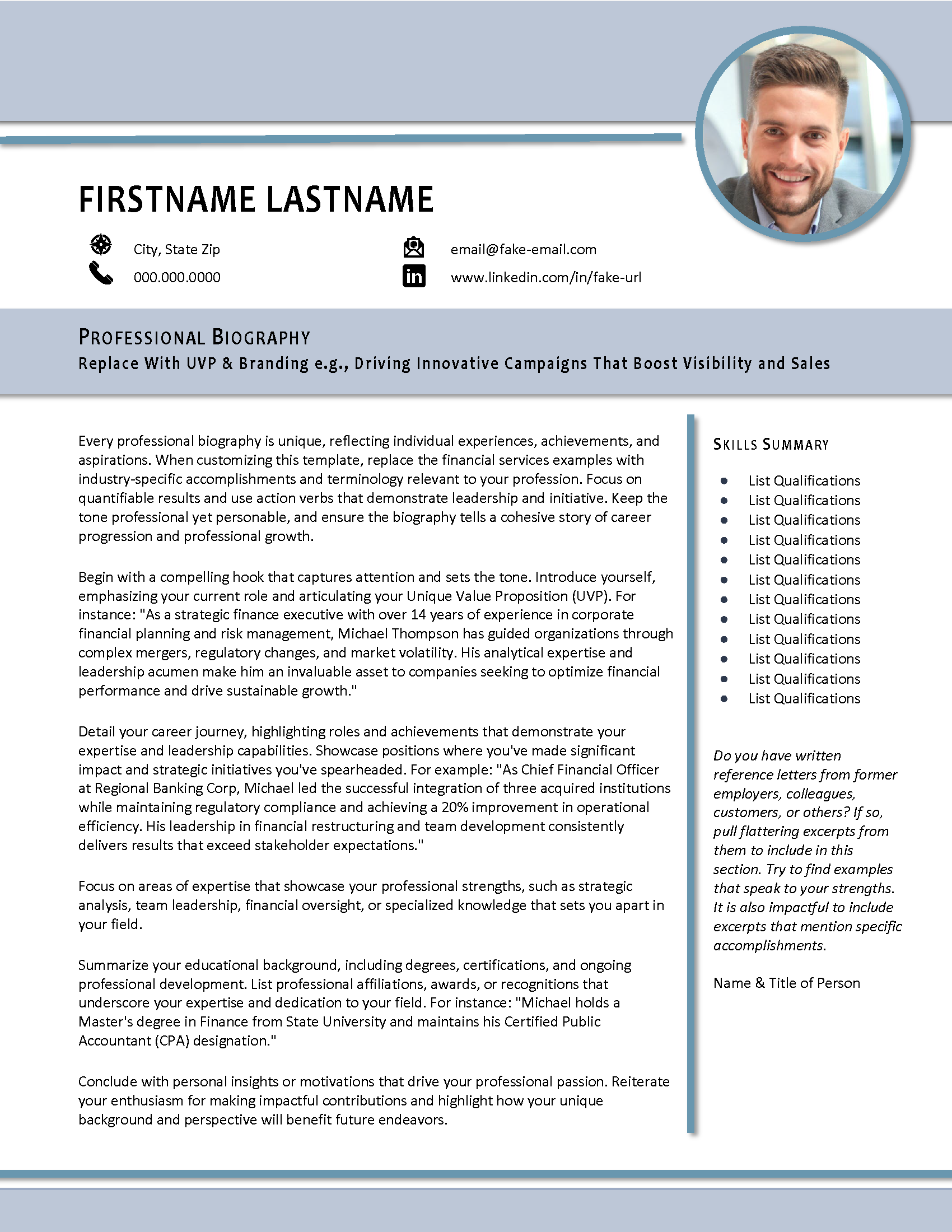 High Marks Biography Template