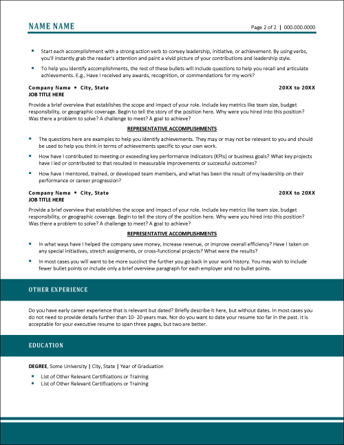Next Stage Resume Template Page 2