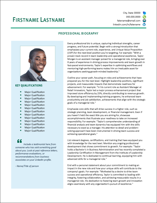 Perfected Biography Template