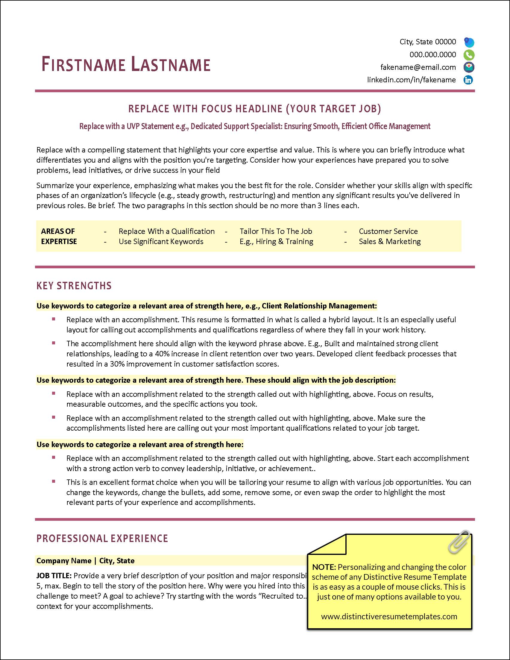 Perfected Resume Template Color Choices v2