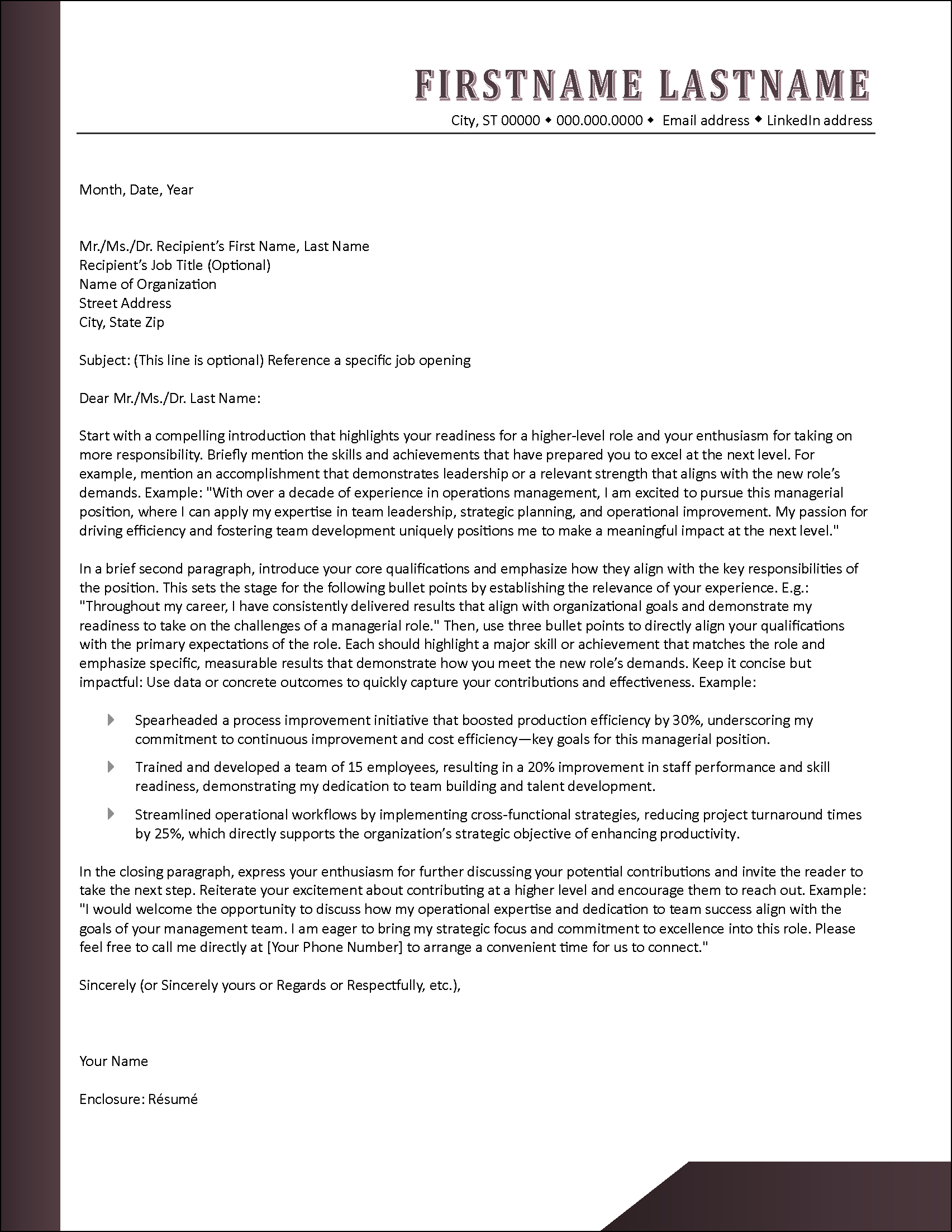 Inspired Cover Letter