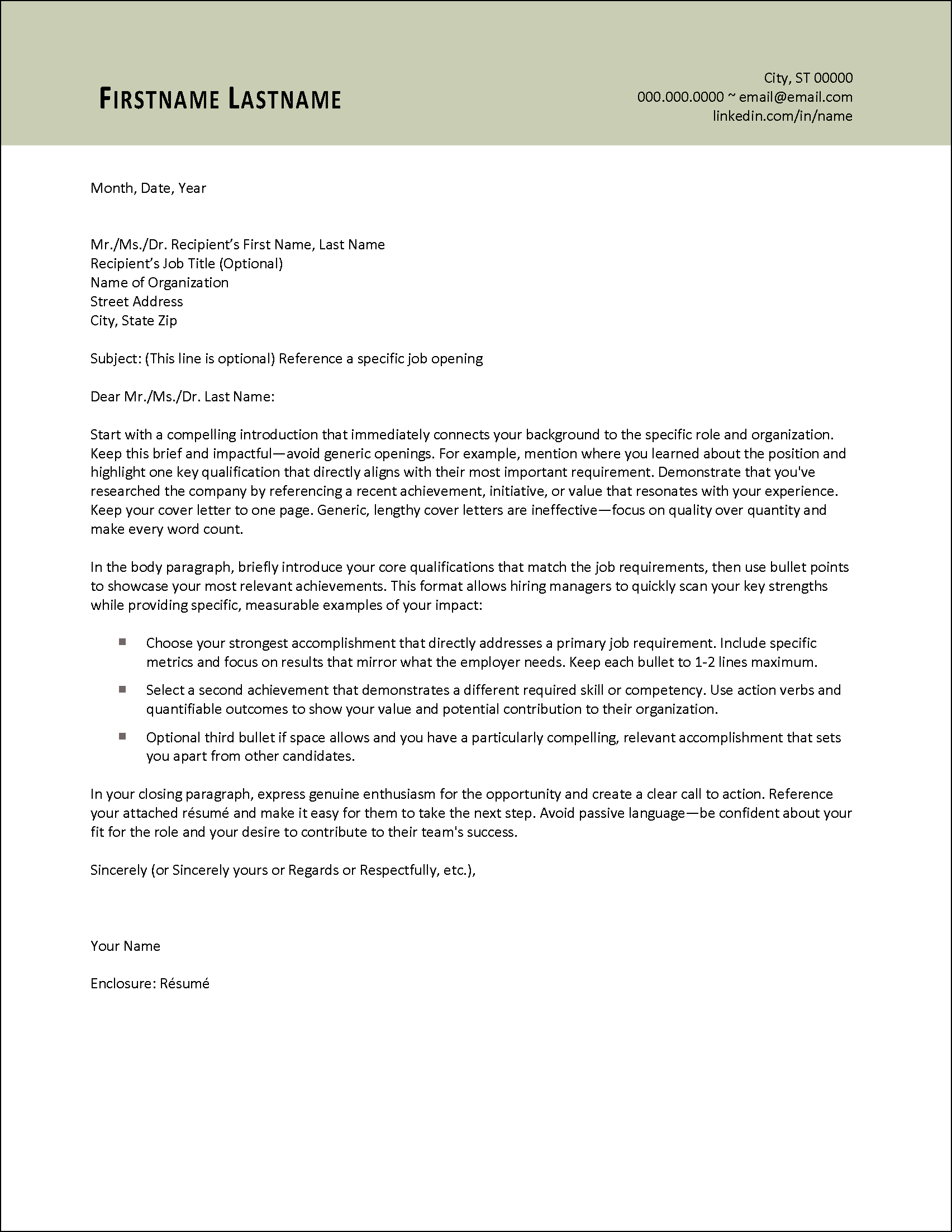 Kickstart Cover letter