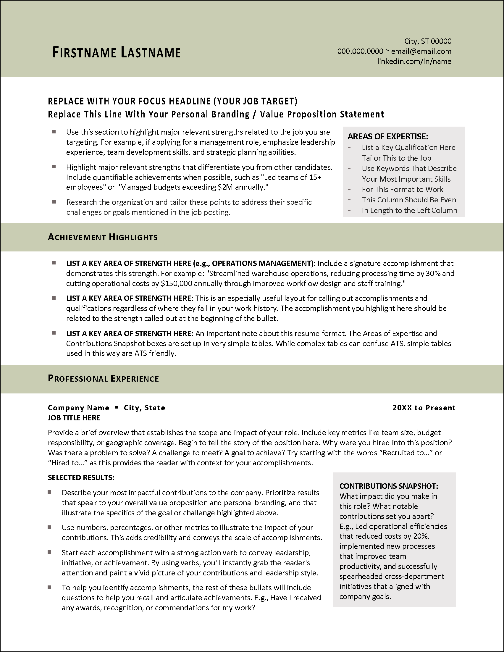 Kickstart Resume Page 1