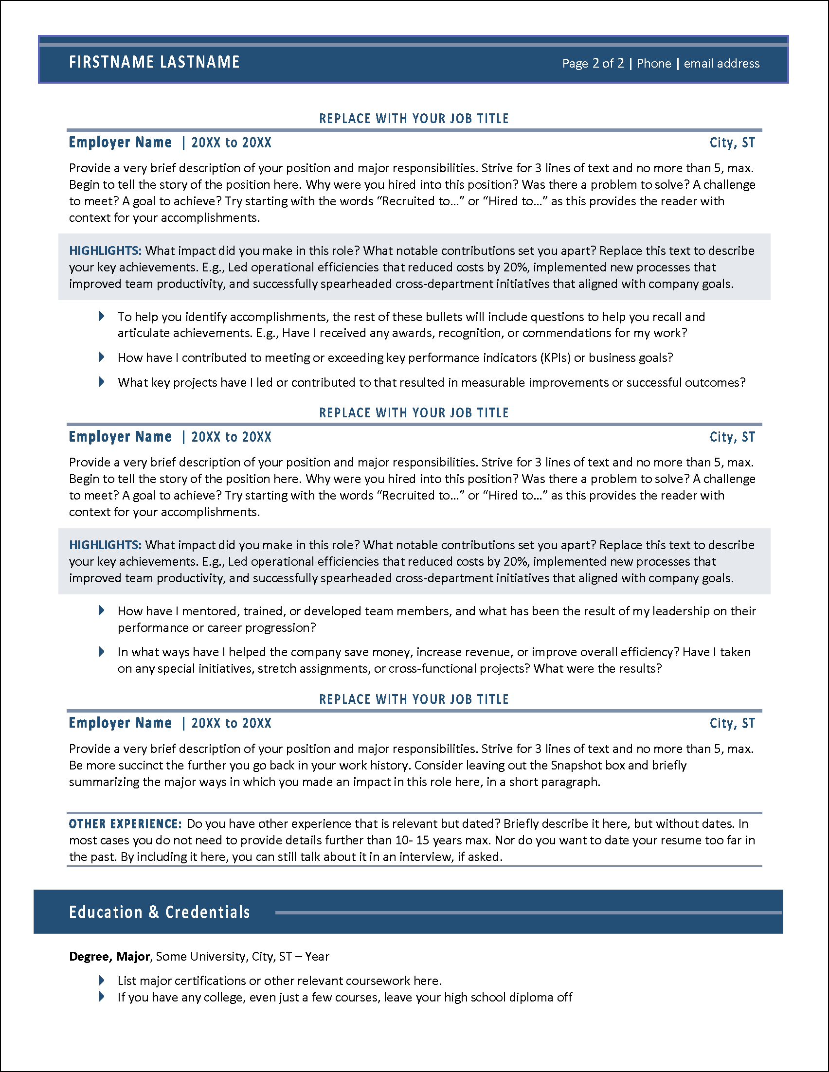 Prompted Resume Page 2