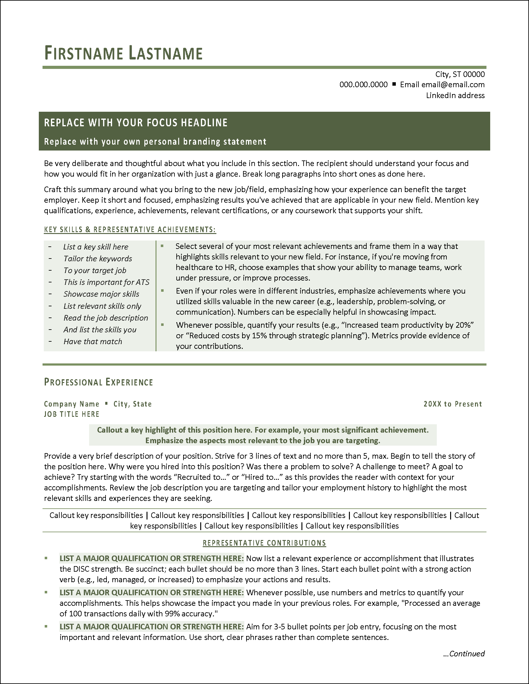 Momentum Resume Template Page 1