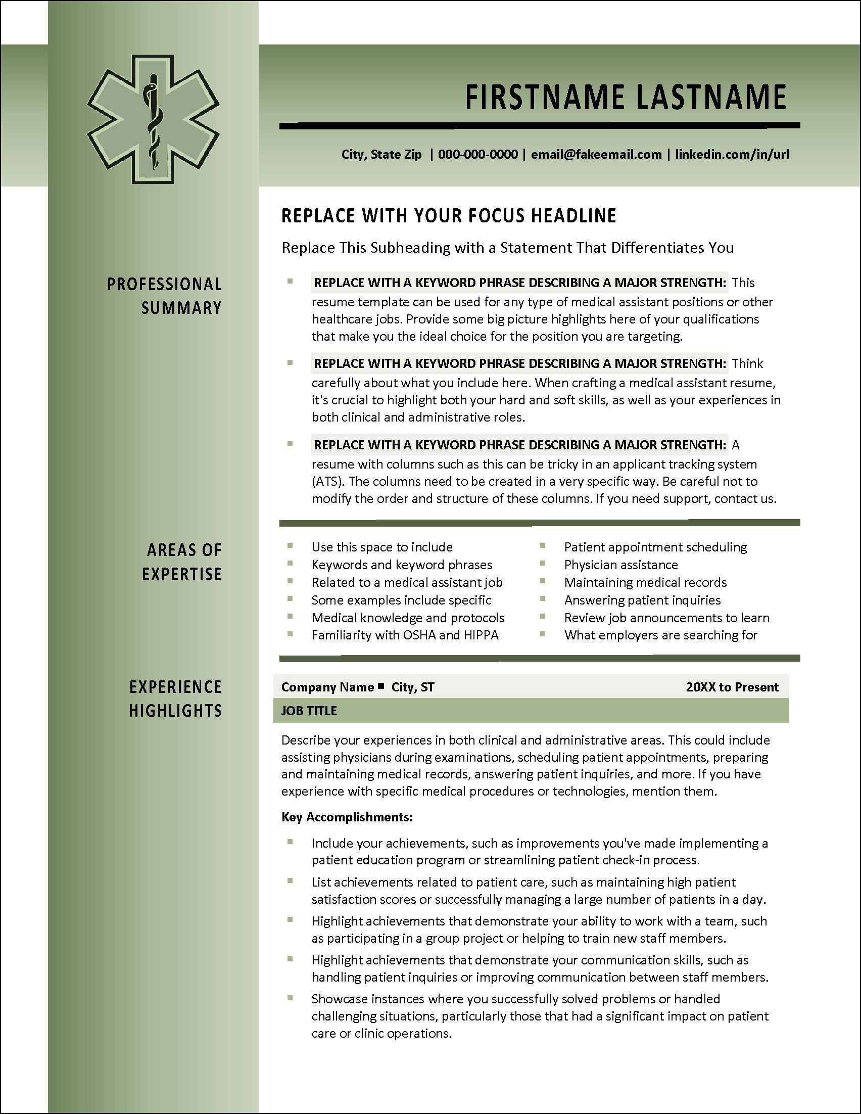 Resume for Medical Assistant Page 1